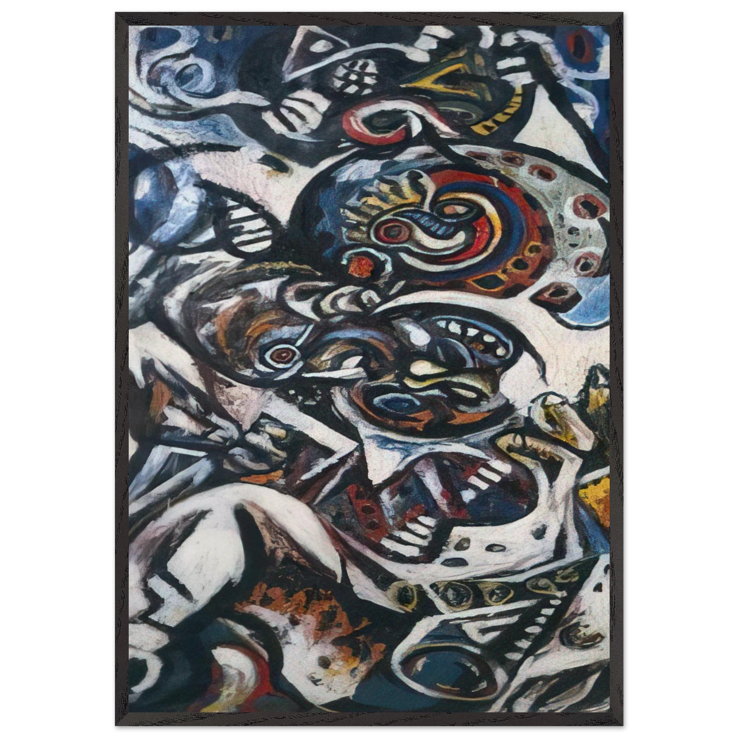 Birth N2 - Jackson Pollock Framed Art Print – Black Wooden Frame - Default Title - -Framed Art Print