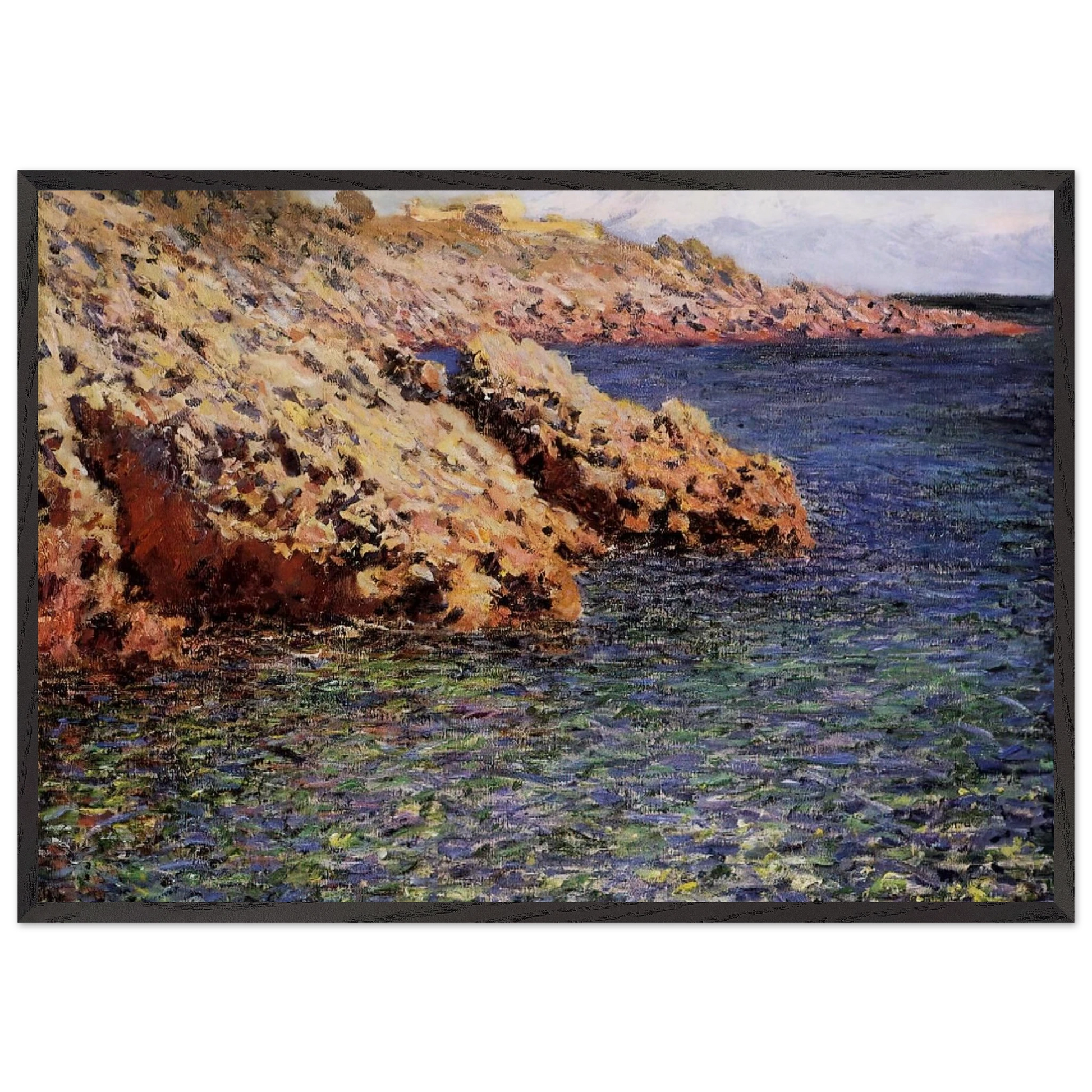 Rocks on the Mediterranean Coast - claude monet Framed Art Print – Black Wooden Frame - Default Title - -Framed Art Print