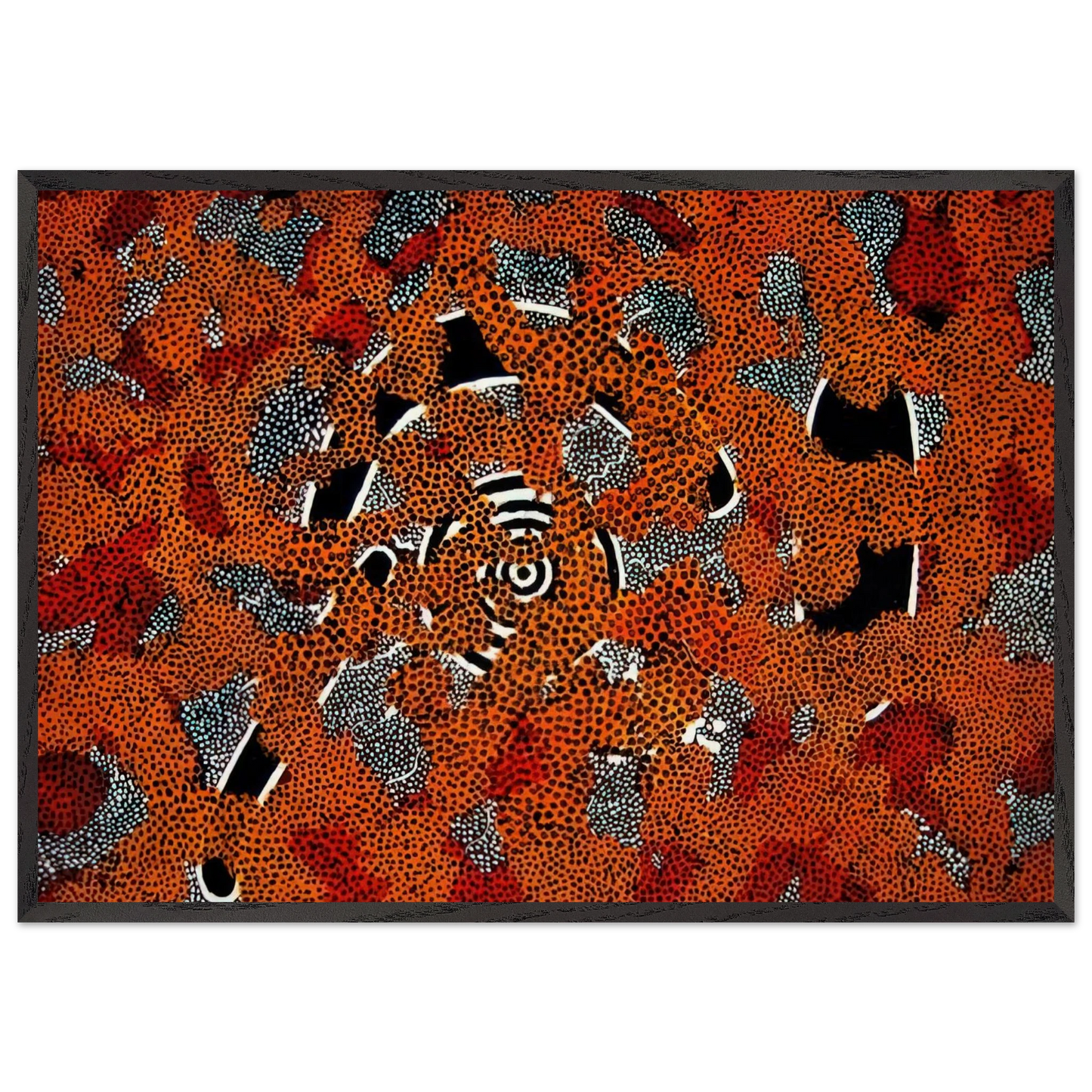 Love Sun Dreaming - 1972 - Clifford Possum Tjapaltjarri Framed Art Print – Black Wooden Frame - Default Title - -Framed Art Print