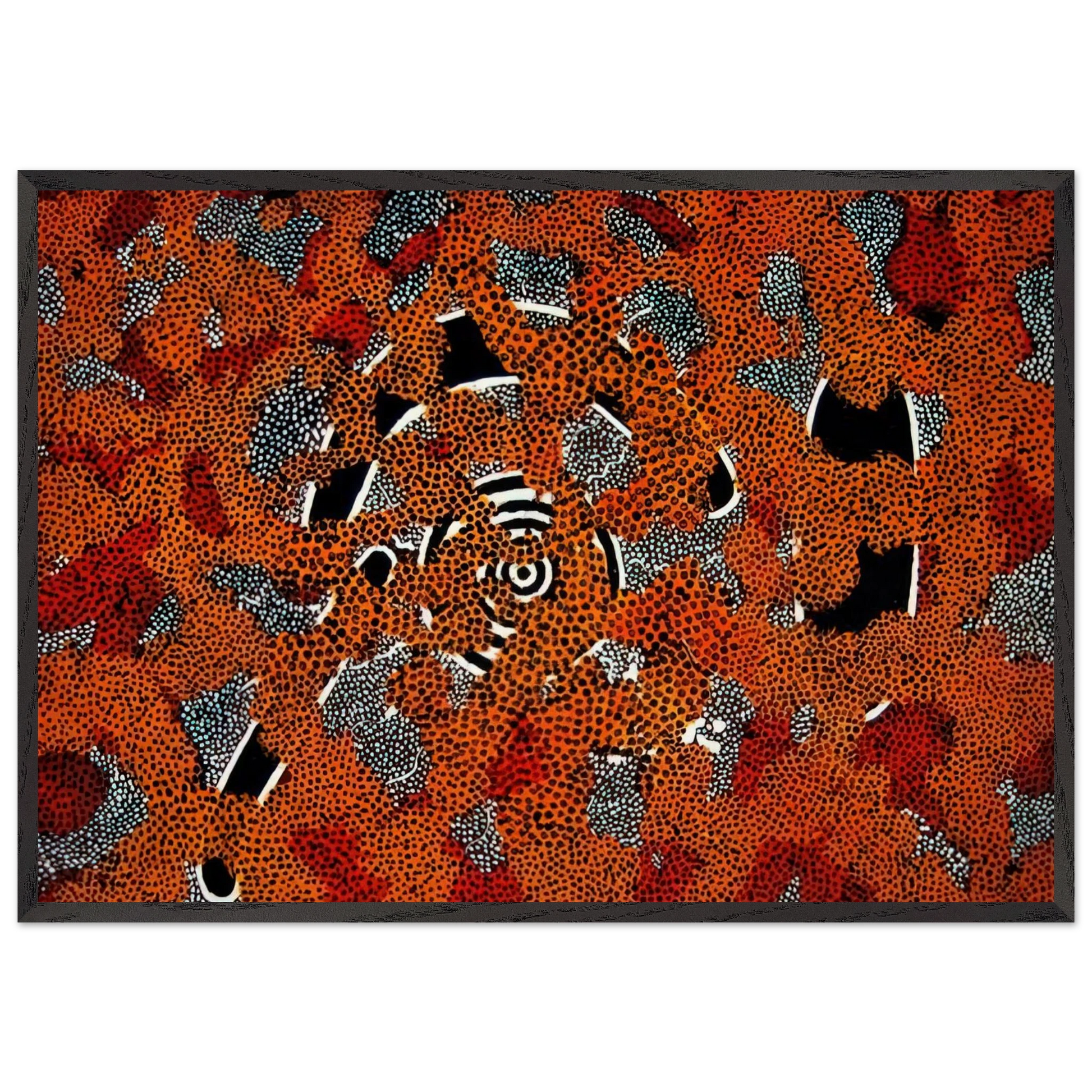 Love Sun Dreaming - 1972 - Clifford Possum Tjapaltjarri Framed Art Print – Black Wooden Frame - Default Title - -Framed Art Print