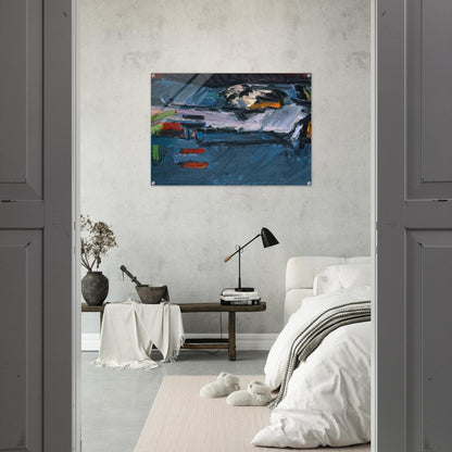 FIGURE ON A BED 1970 - Frank Auerbach Acrylic Print - 70x100 cm / 28x40″ inches | Frank Auerbach Wall Art | Frank Auerbach Prints