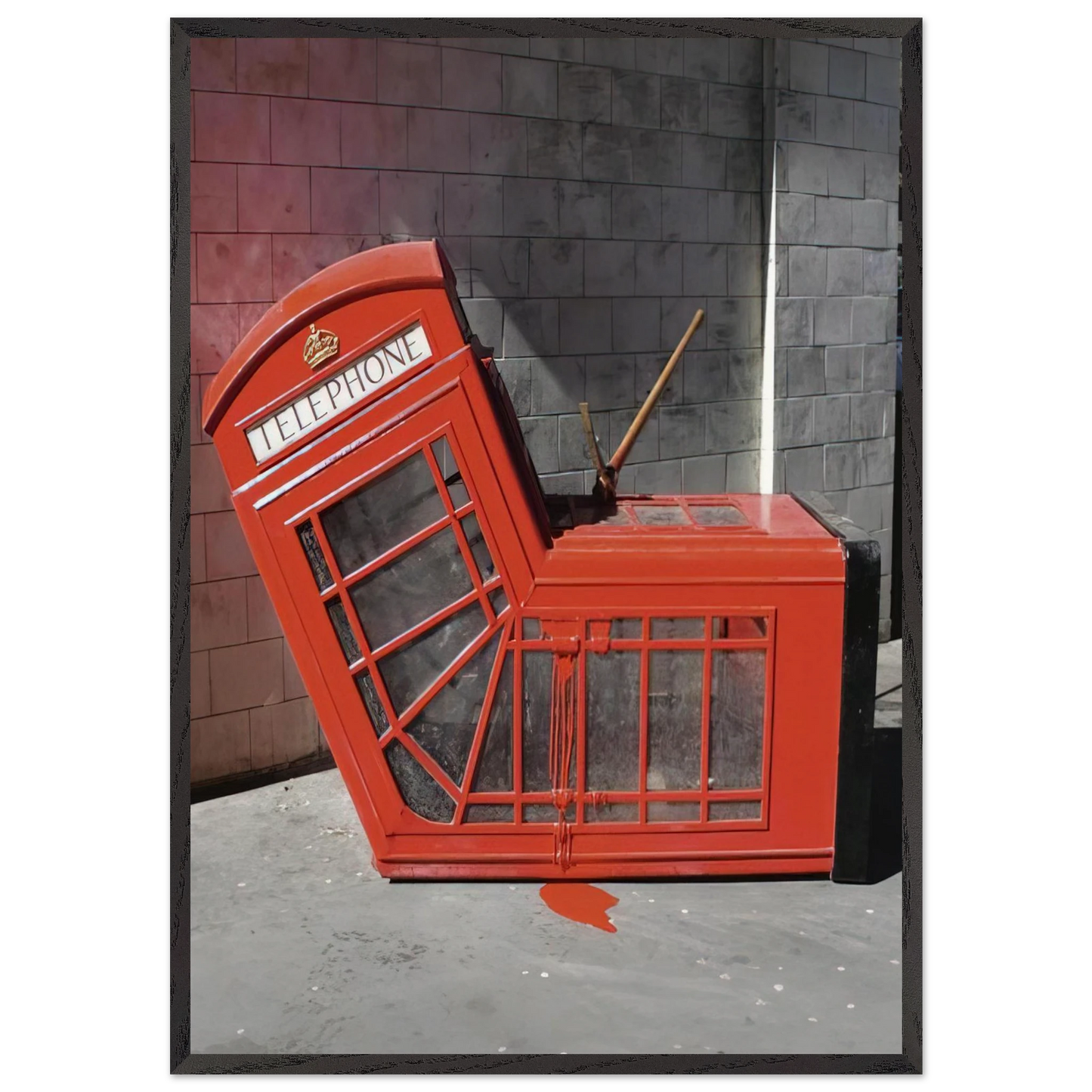 VANDALISED PHONE BOX 2005 - Banksy Framed Art Print – Black Wooden Frame - Default Title - -Framed Art Print