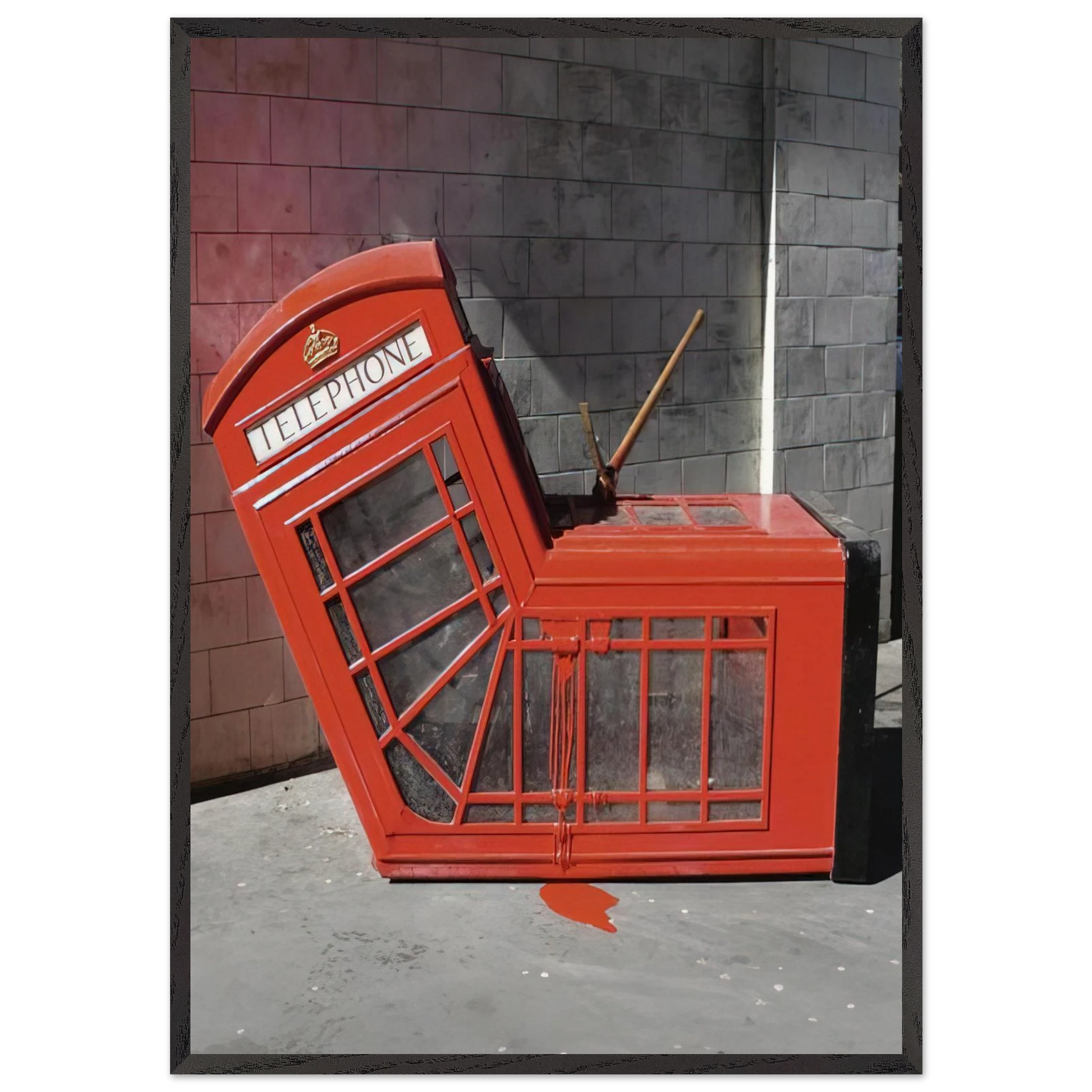 VANDALISED PHONE BOX 2005 - Banksy Framed Art Print – Black Wooden Frame - Default Title - -Framed Art Print