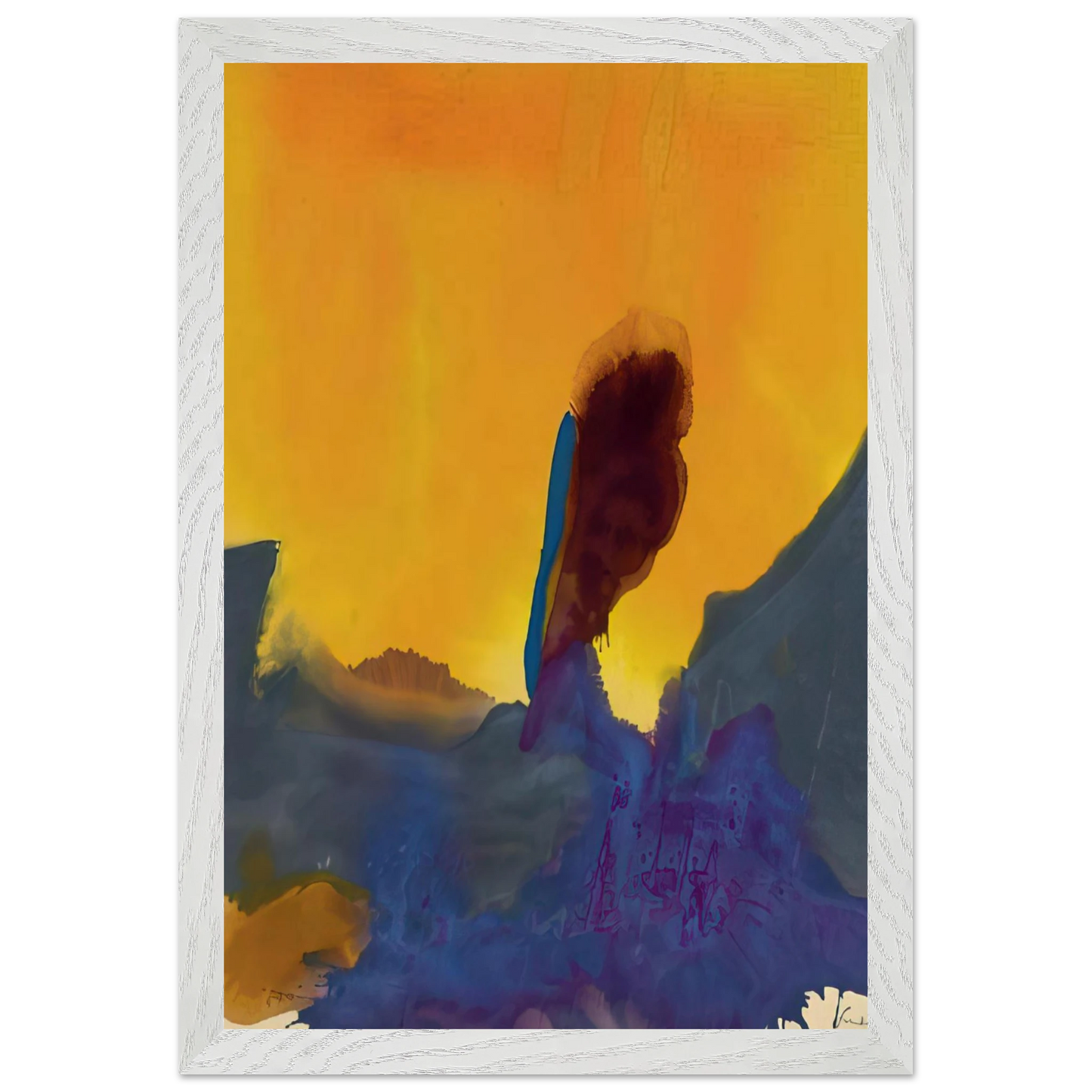 Helen Frankenthaler - Glow II - 1968 Wall art - 70x100 cm / 28x40 inches - Premium Wooden Framed Poster With Fine Art Paper - Black frame