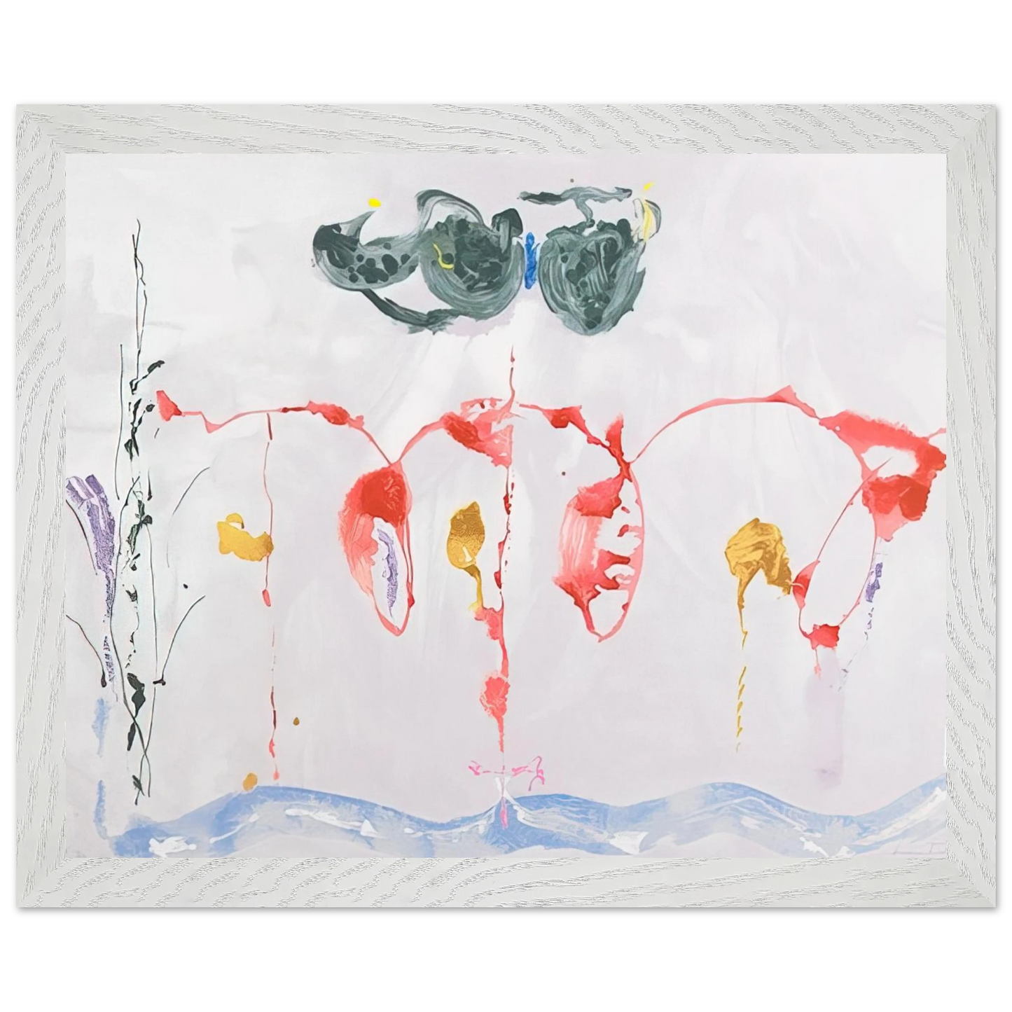 Helen Frankenthaler - Aerie - 2009 Wall art - 27x35 cm / 11x14 inches - Premium Wooden Framed Poster With Fine Art Paper - White frame