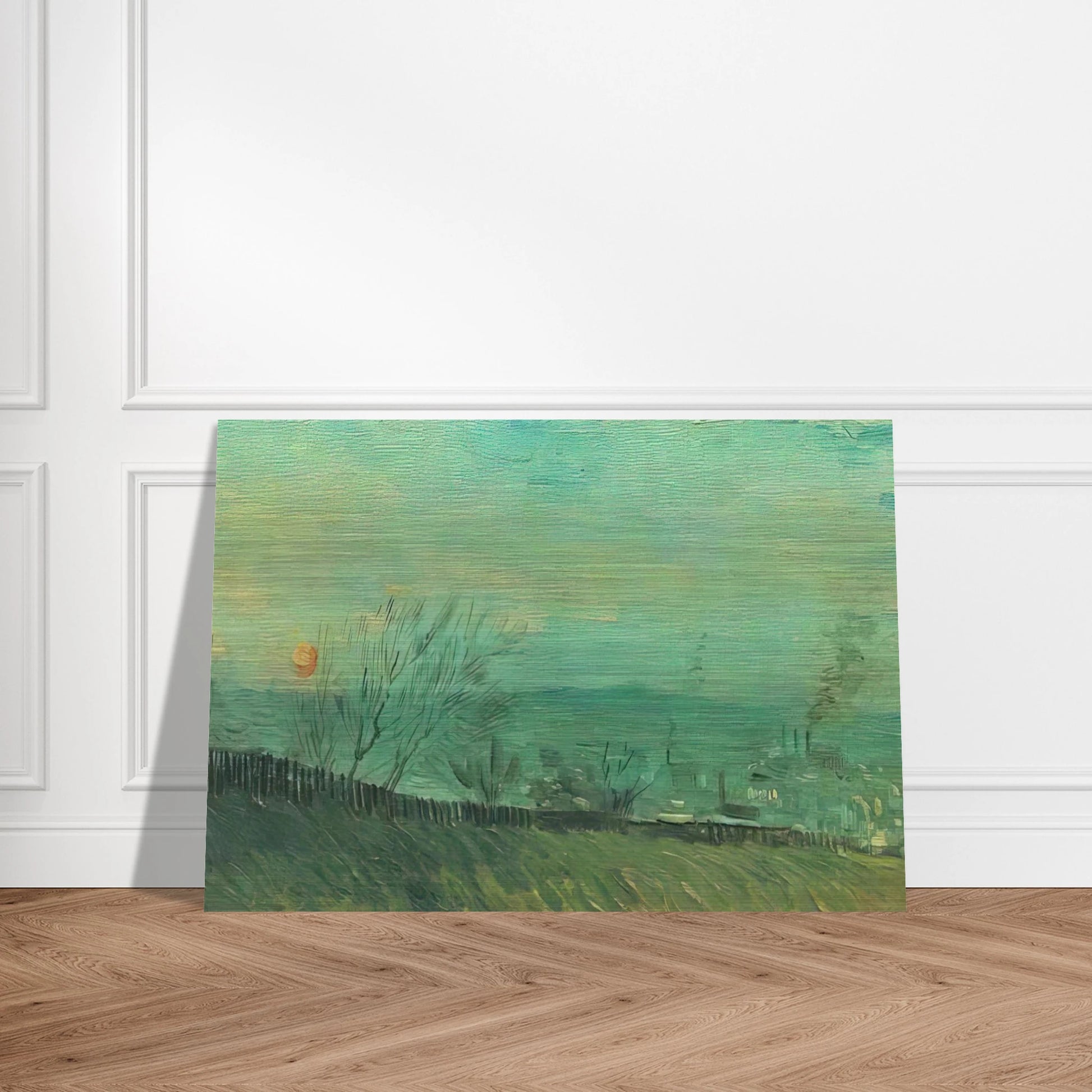 Factories Seen from a Hillside in Moonlight - Vincent van Gogh Brushed Aluminum Print - 70x100 cm / 28x40 inches | Vincent van Gogh Aluminum Print | Vincent van Gogh Prints