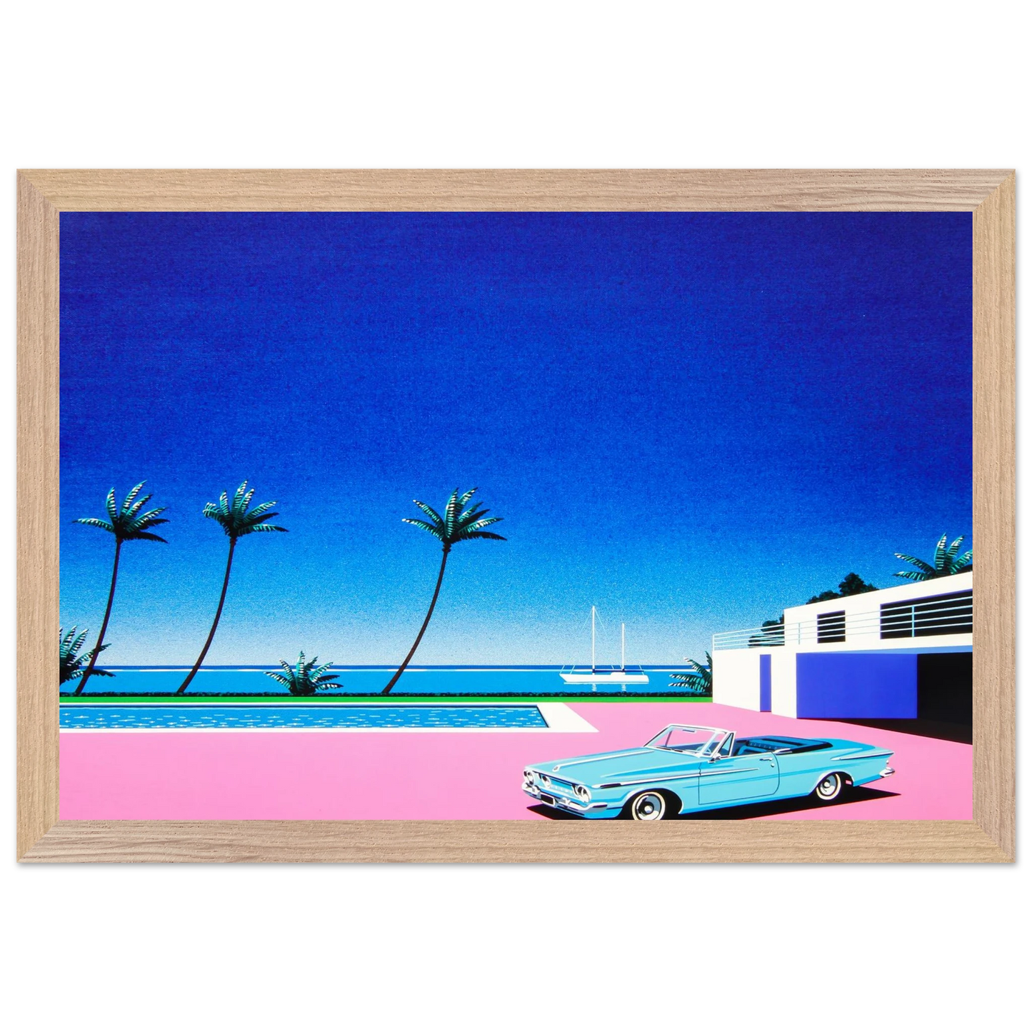 Hiroshi Nagai - Pink Driveway Wall Art - 30x40 cm / 12x16 inches - Fine Art Poster - -
