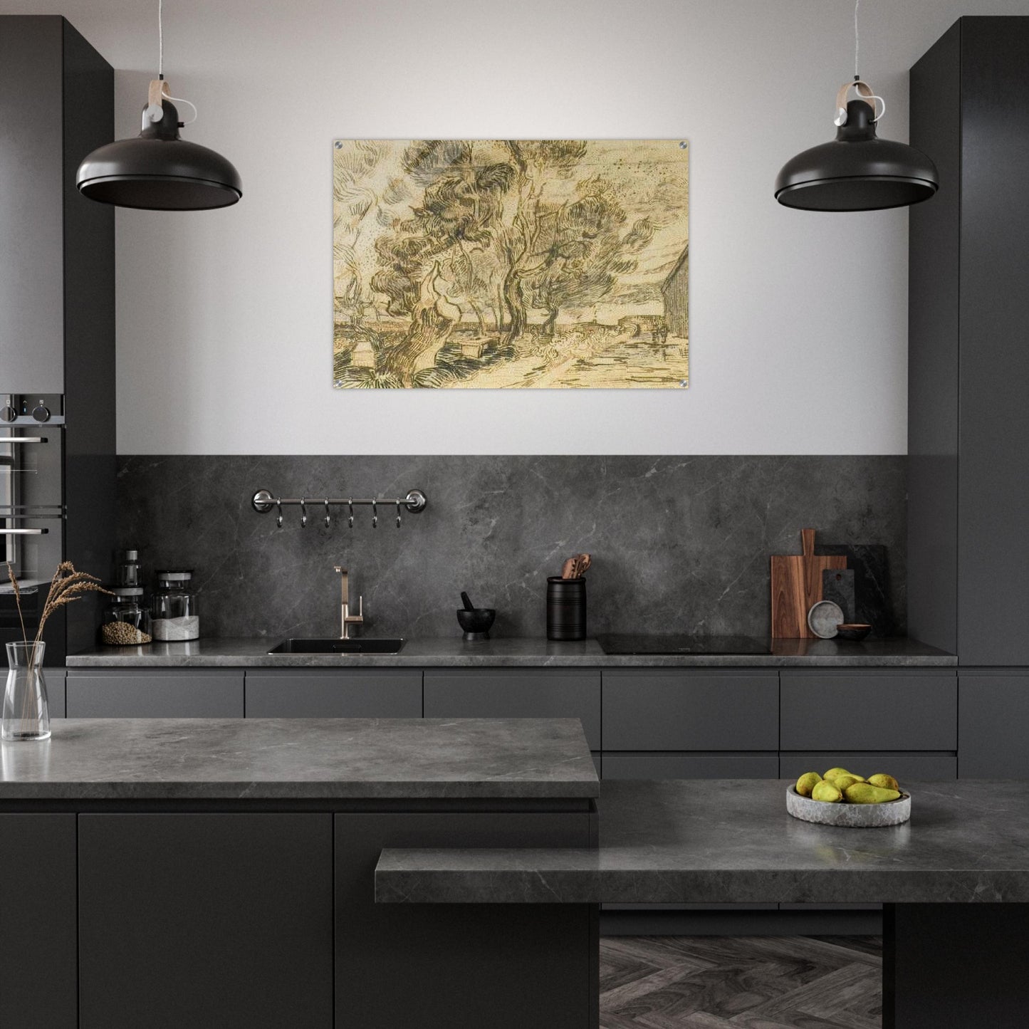 A Corner of the Asylum and the Garden with a Heavy, sawn-off Tree - Vincent van Gogh Acrylic Print - 70x100 cm / 28x40″ inches | Vincent van Gogh Wall Art | Vincent van Gogh Prints