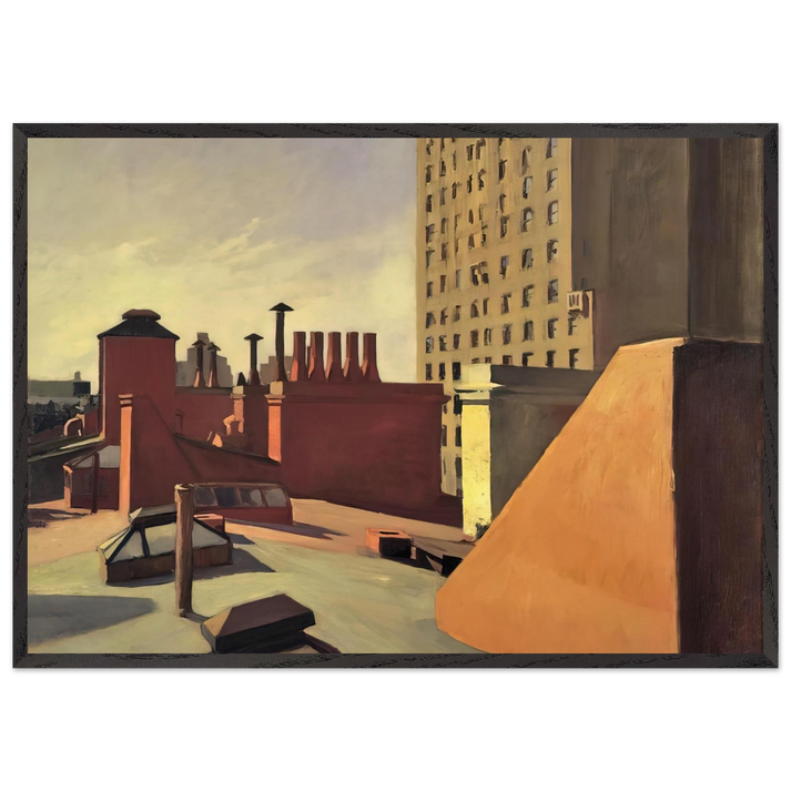 City Roofs - Edward Hopper 70x100 cm / 28x40 inches Framed Art Print – Black Wooden Frame