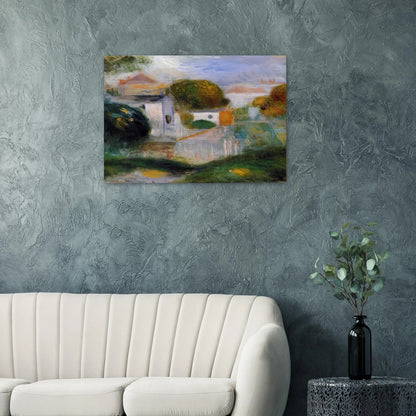 Houses in the Trees - Pierre-Auguste Renoir Brushed Aluminum Print - 70x100 cm / 28x40 inches | Pierre-Auguste Renoir Aluminum Print | Pierre-Auguste Renoir Prints