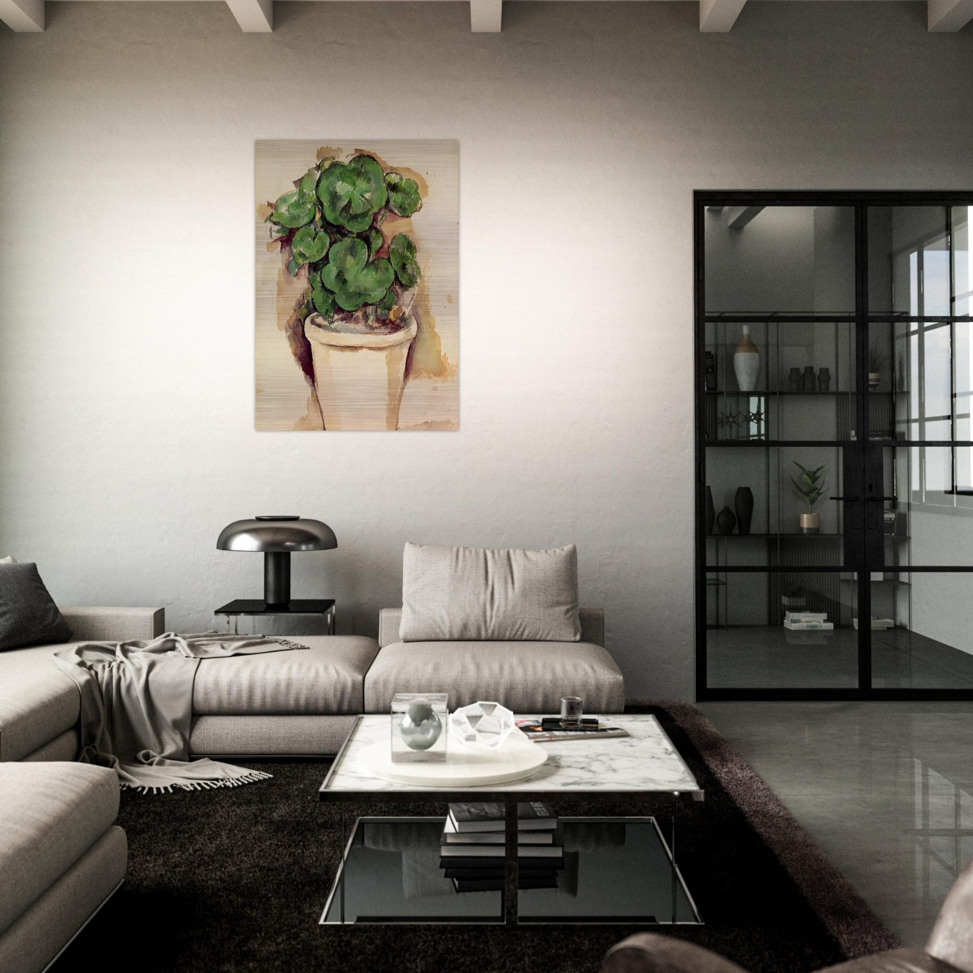 Pot of Geraniums - Paul Cézanne Brushed Aluminum Print - 70x100 cm / 28x40 inches | Paul Cézanne Aluminum Print | Paul Cézanne Prints