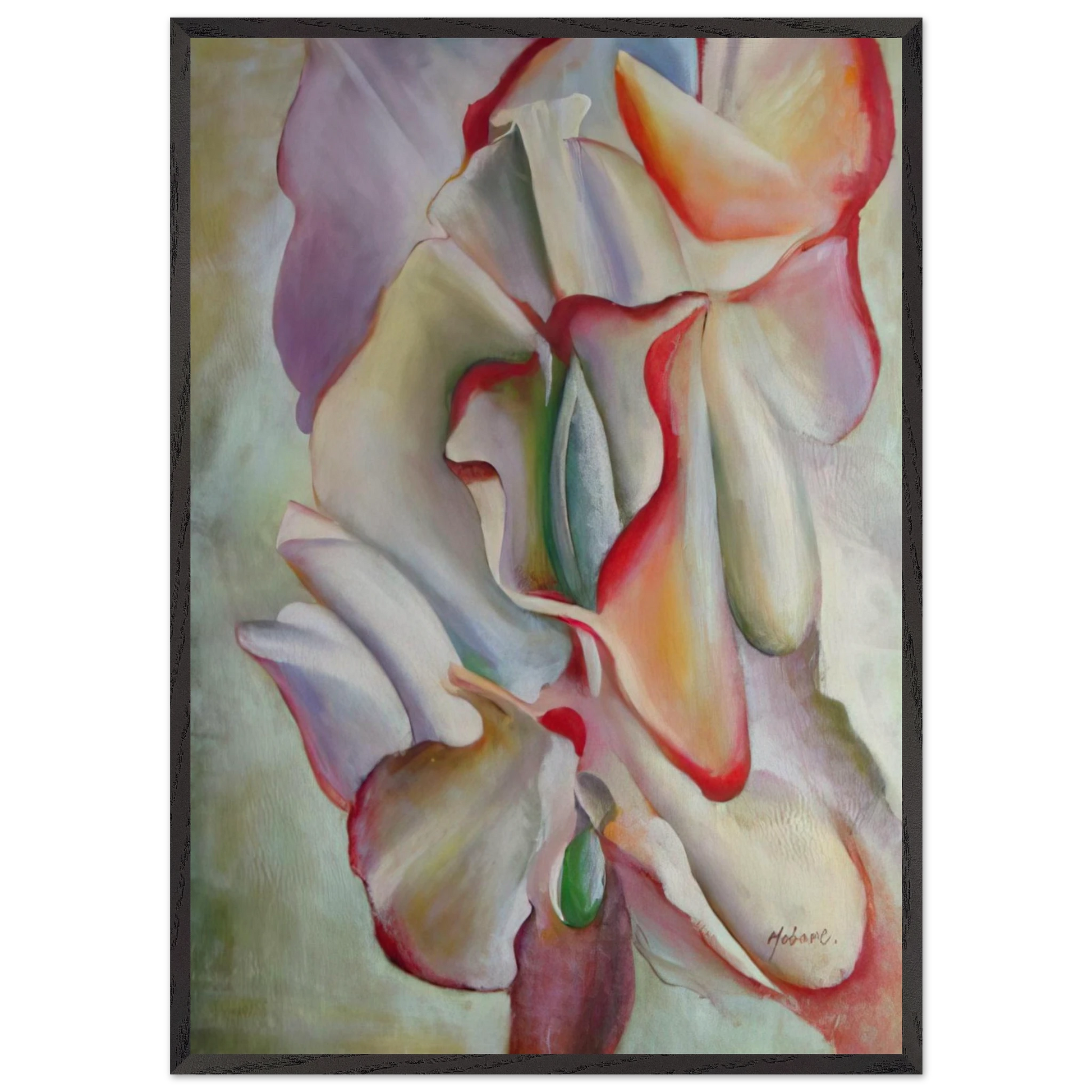 Pink Sweet Peas - Georgia OKeeffe 70x100 cm / 28x40 inches Framed Art Print – Black Wooden Frame