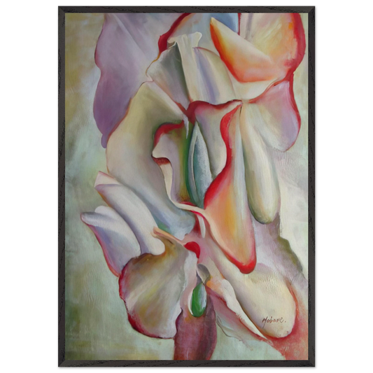 Pink Sweet Peas - Georgia OKeeffe 70x100 cm / 28x40 inches Framed Art Print – Black Wooden Frame