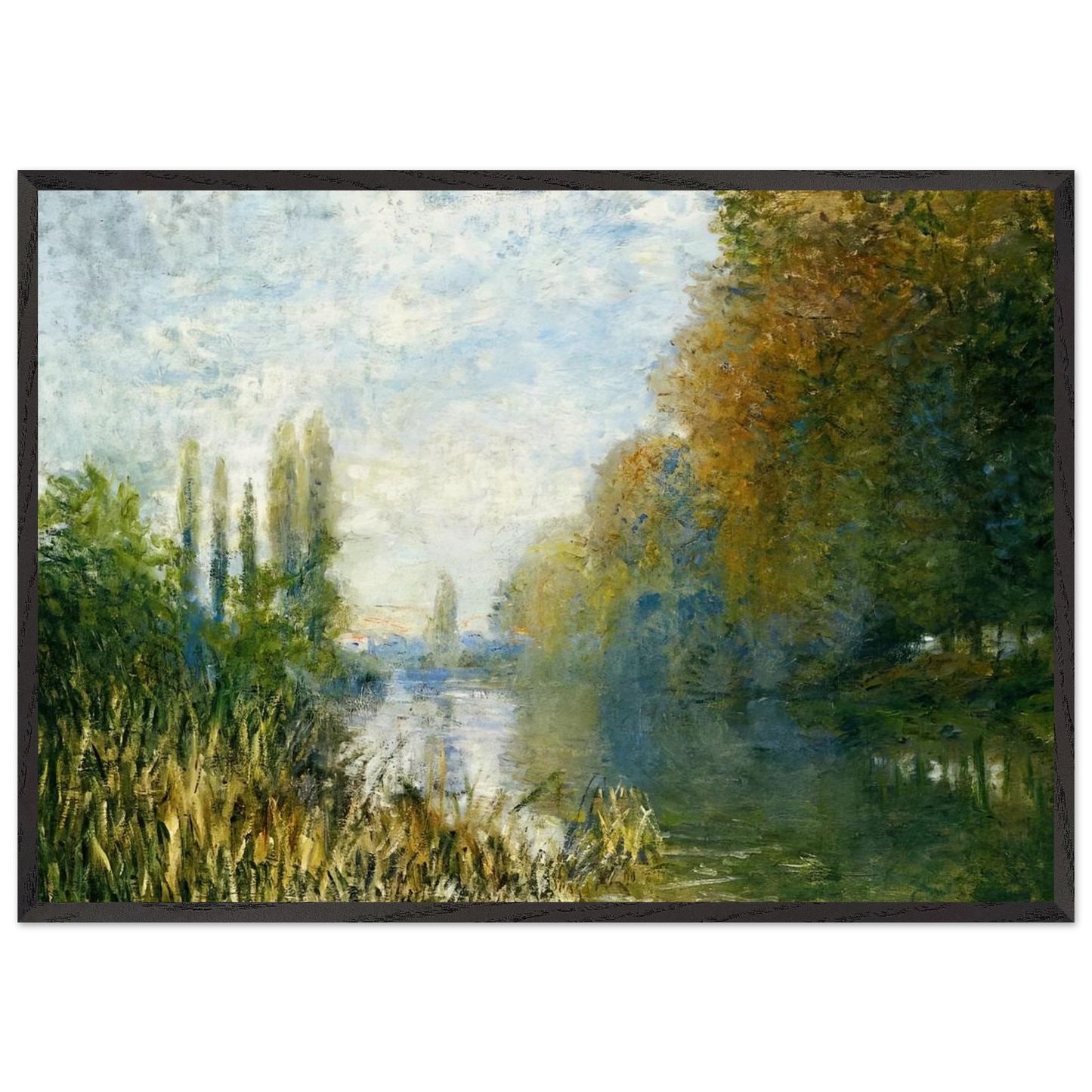 The Banks of The Seine in Autumn - claude monet Framed Art Print – Black Wooden Frame - Default Title - -Framed Art Print