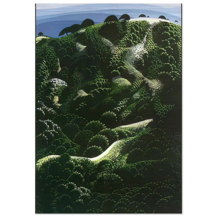 Santa Barbara Mountains - Eyvind Earle Brushed Aluminum Print - 70x100 cm / 28x40 inches | Eyvind Earle Aluminum Print | Eyvind Earle Prints