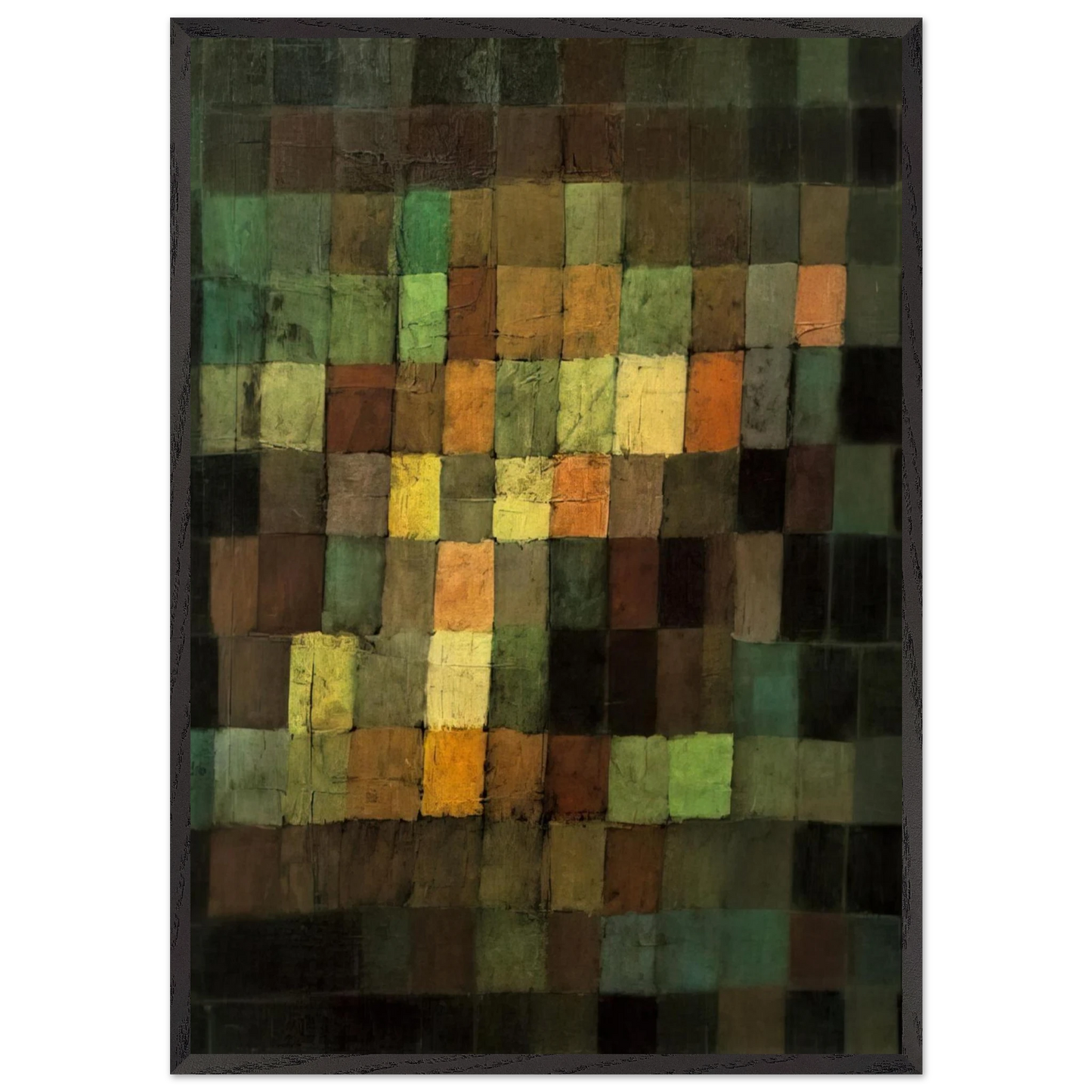 ANCIENT SOUND ABSTRACT ON BLACK BACKGROUND 1925 - Paul Klee Framed Art Print – Black Wooden Frame - Default Title - -Framed Art Print