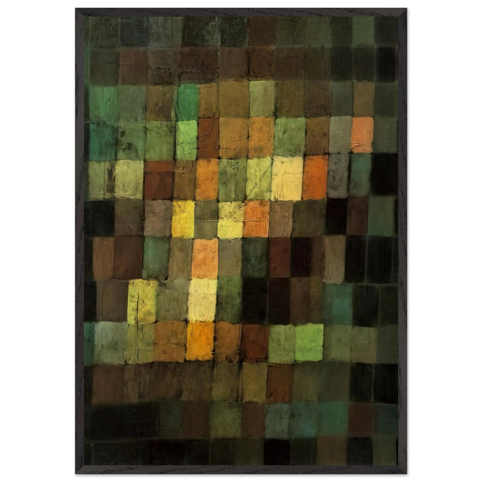 ANCIENT SOUND ABSTRACT ON BLACK BACKGROUND 1925 - Paul Klee Framed Art Print – Black Wooden Frame - Default Title - -Framed Art Print