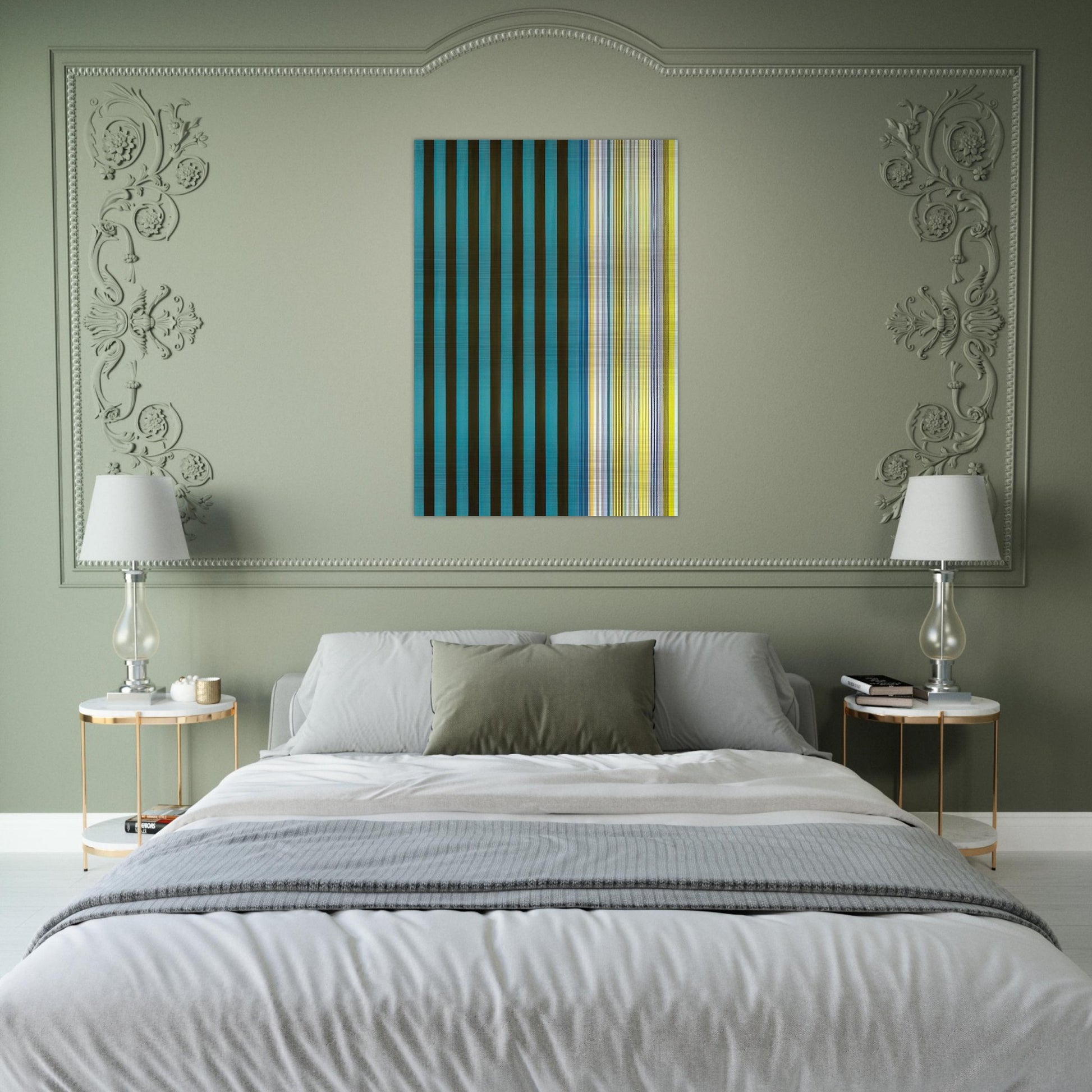 Green Stripes - 1970 - Gene Davis Brushed Aluminum Print - 70x100 cm / 28x40 inches | Gene Davis Aluminum Print | Gene Davis Prints
