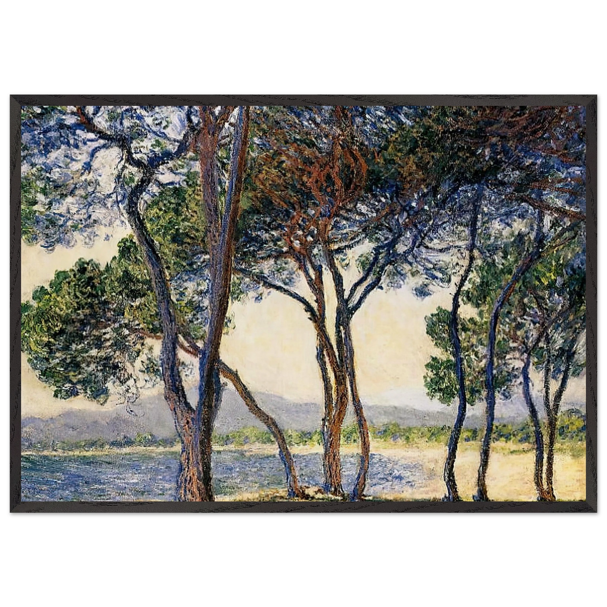 Trees by the Seashore at Antibes - claude monet Framed Art Print – Black Wooden Frame - Default Title - -Framed Art Print