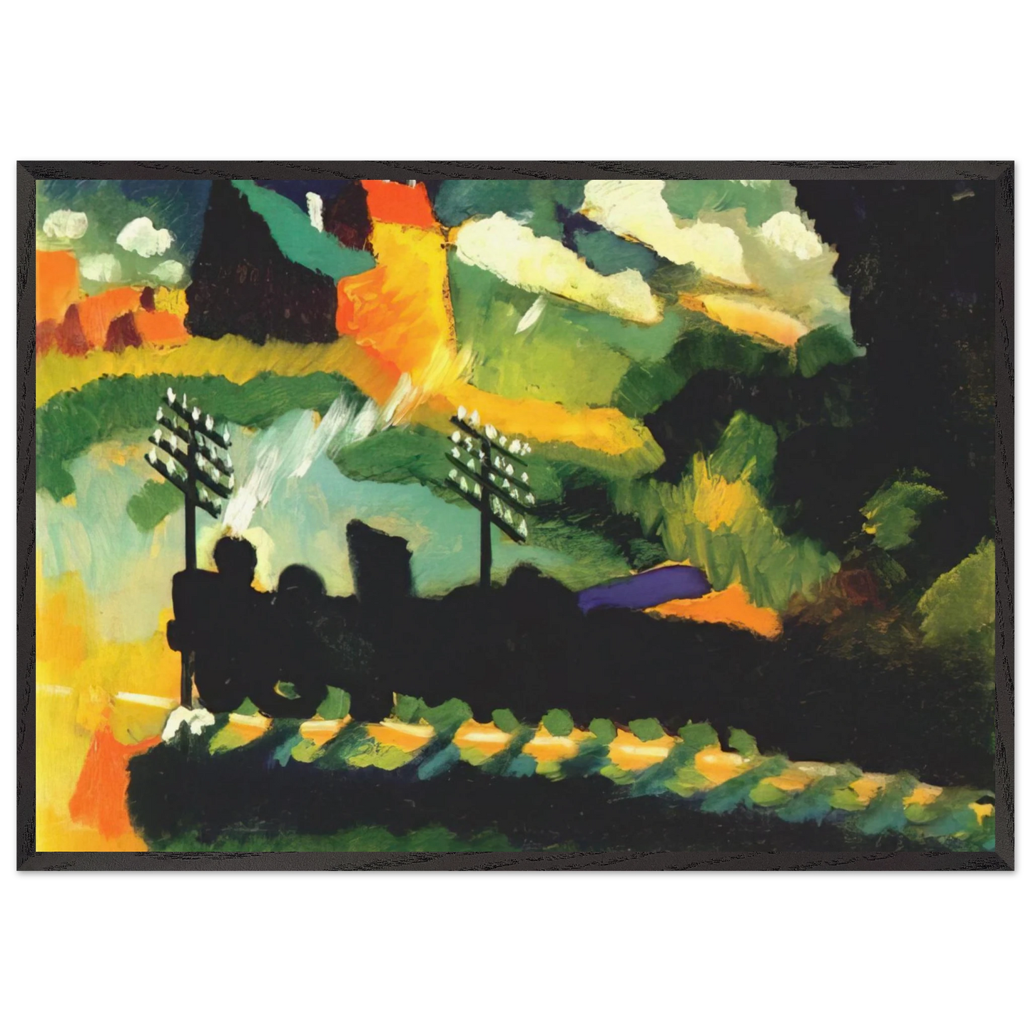 MURNAU VIEW WITH RAILWAY AND CASTLE 1909 - Wassily Kandinsky Framed Art Print – Black Wooden Frame - Default Title - -Framed Art Print