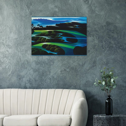 Summers Twilight - Eyvind Earle Brushed Aluminum Print - 70x100 cm / 28x40 inches | Eyvind Earle Aluminum Print | Eyvind Earle Prints