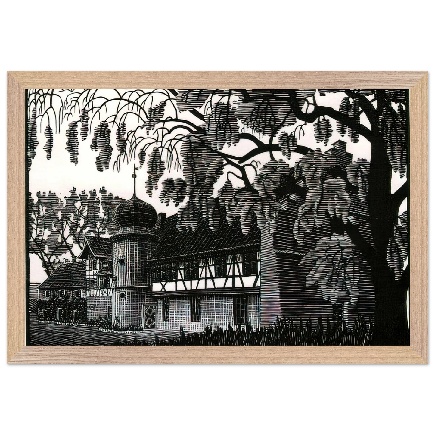 MC Escher - ESCHER (12) Wall Art - 30x40 cm / 12x16 inches - Premium Wooden Framed Poster With Fine Art Paper - White frame