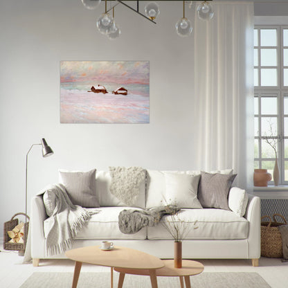 Houses in the Snow, Norway - claude monet Brushed Aluminum Print - 70x100 cm / 28x40 inches | claude monet Aluminum Print | claude monet Prints