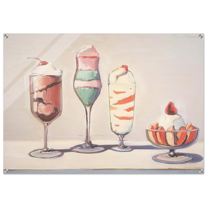 Four Sundaes - Pop Art - Wayne Thiebaud Acrylic Print - 70x100 cm / 28x40″ inches