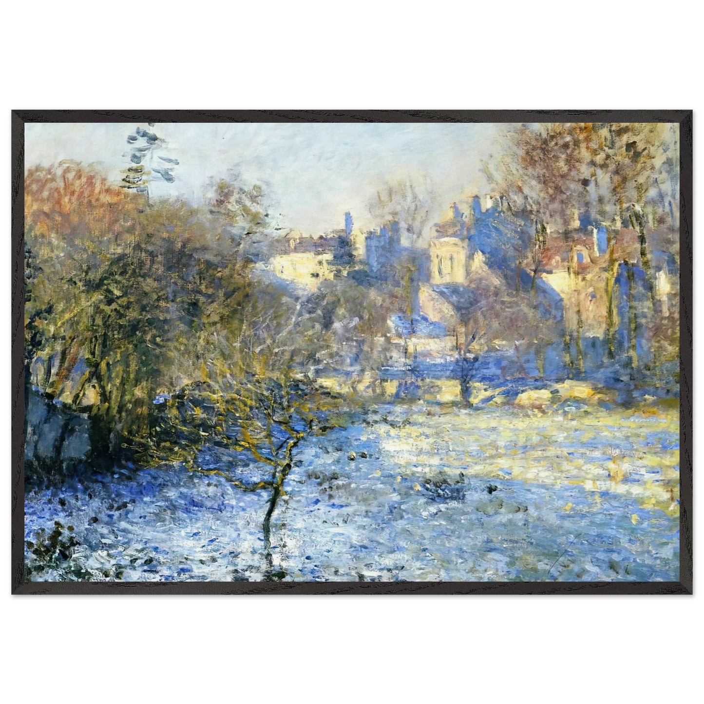 Frost - claude monet Framed Art Print – Black Wooden Frame - Default Title - -Framed Art Print