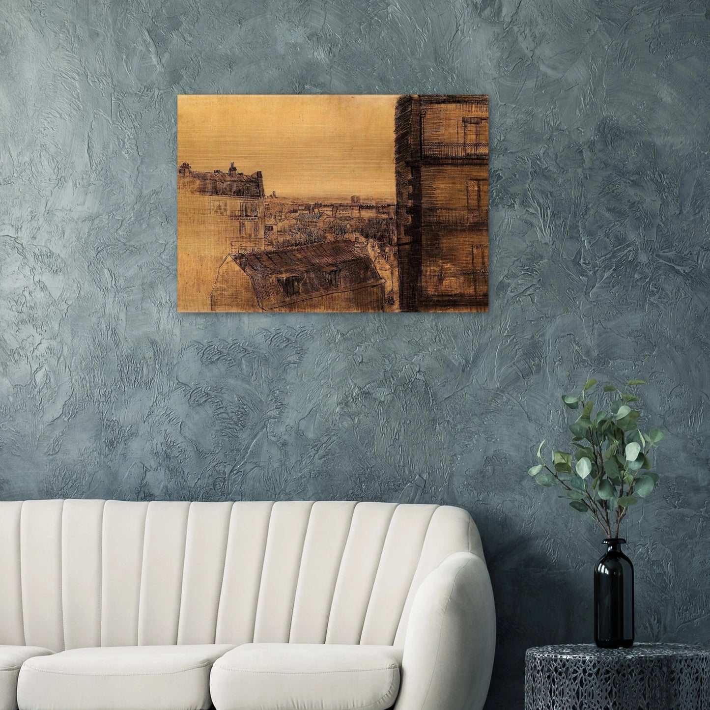 View from the Apartment in the Rue Lepic - Vincent van Gogh Brushed Aluminum Print - 70x100 cm / 28x40 inches | Vincent van Gogh Aluminum Print | Vincent van Gogh Prints