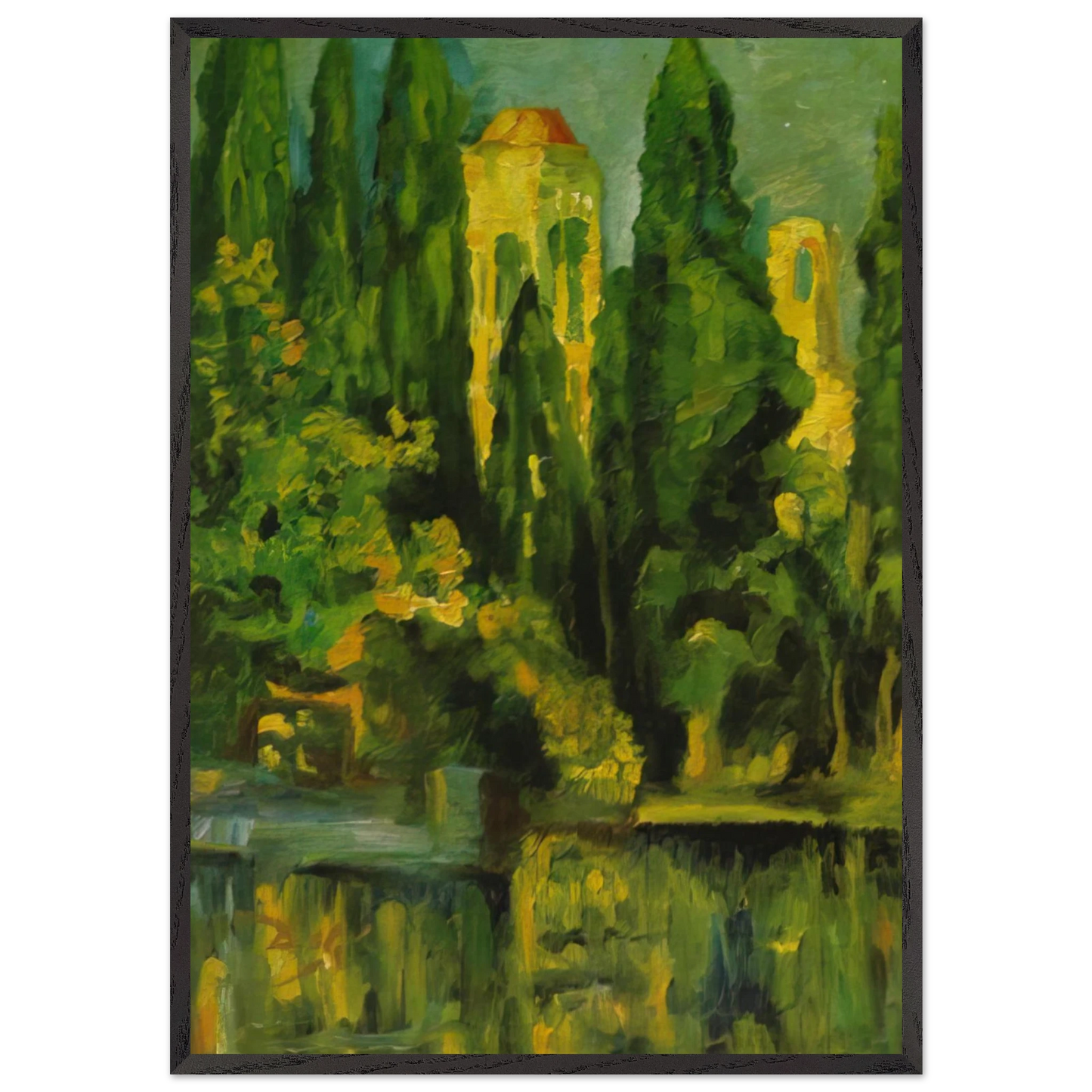 VILABERTRIN CHURCH TOWER 1919 - Salvador Dali Framed Art Print – Black Wooden Frame - Default Title - -Framed Art Print