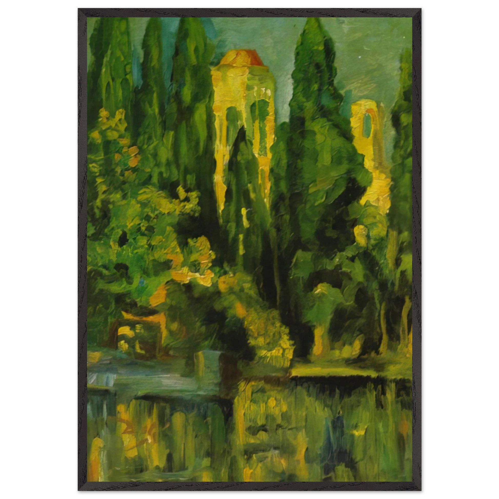 VILABERTRIN CHURCH TOWER 1919 - Salvador Dali Framed Art Print – Black Wooden Frame - Default Title - -Framed Art Print