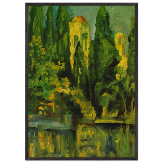 VILABERTRIN CHURCH TOWER 1919 - Salvador Dali Framed Art Print – Black Wooden Frame - Default Title - -Framed Art Print