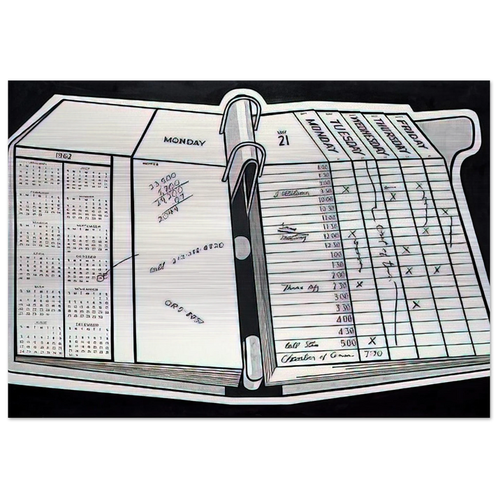 DESK CALENDAR 1962 - Roy Lichtenstein Brushed Aluminum Print - 70x100 cm / 28x40 inches | Roy Lichtenstein Aluminum Print | Roy Lichtenstein Prints