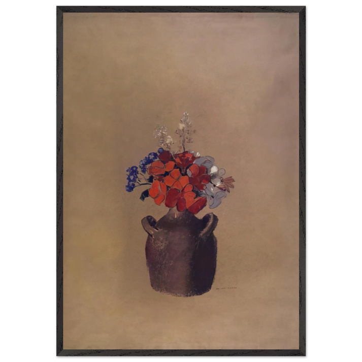 FLOWERS IN A VASE N1 - Odilon Redon 70x100 cm / 28x40 inches Framed Art Print – Black Wooden Frame