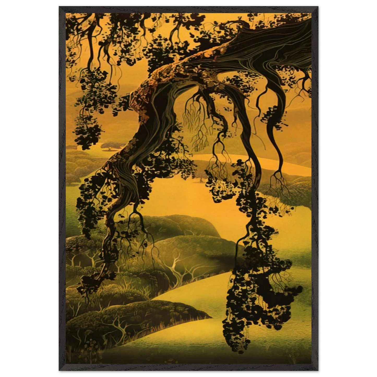Yorktown Branch - Eyvind Earle Framed Art Print – Black Wooden Frame - Default Title - -Framed Art Print
