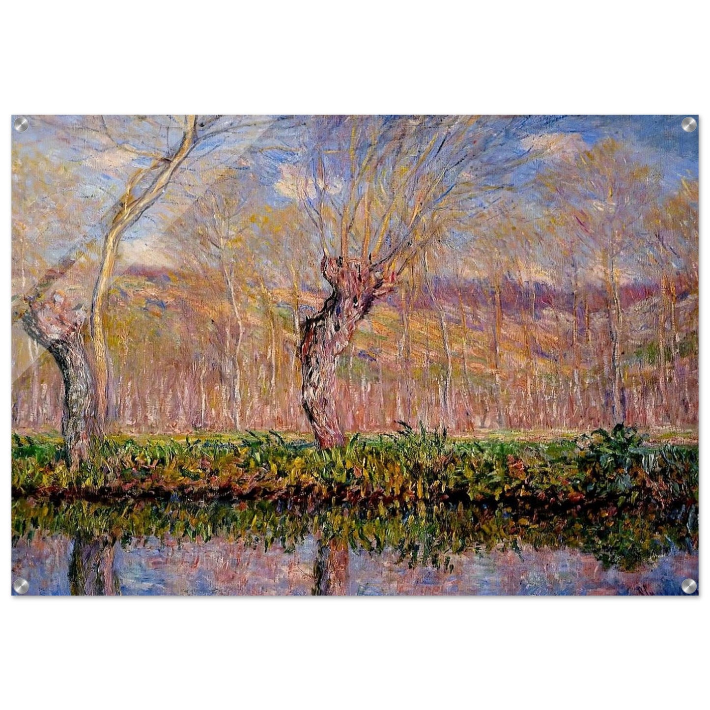 The Banks of the River Epte in Springtime - claude monet Acrylic Print - 70x100 cm / 28x40″ inches | claude monet Wall Art | claude monet Prints
