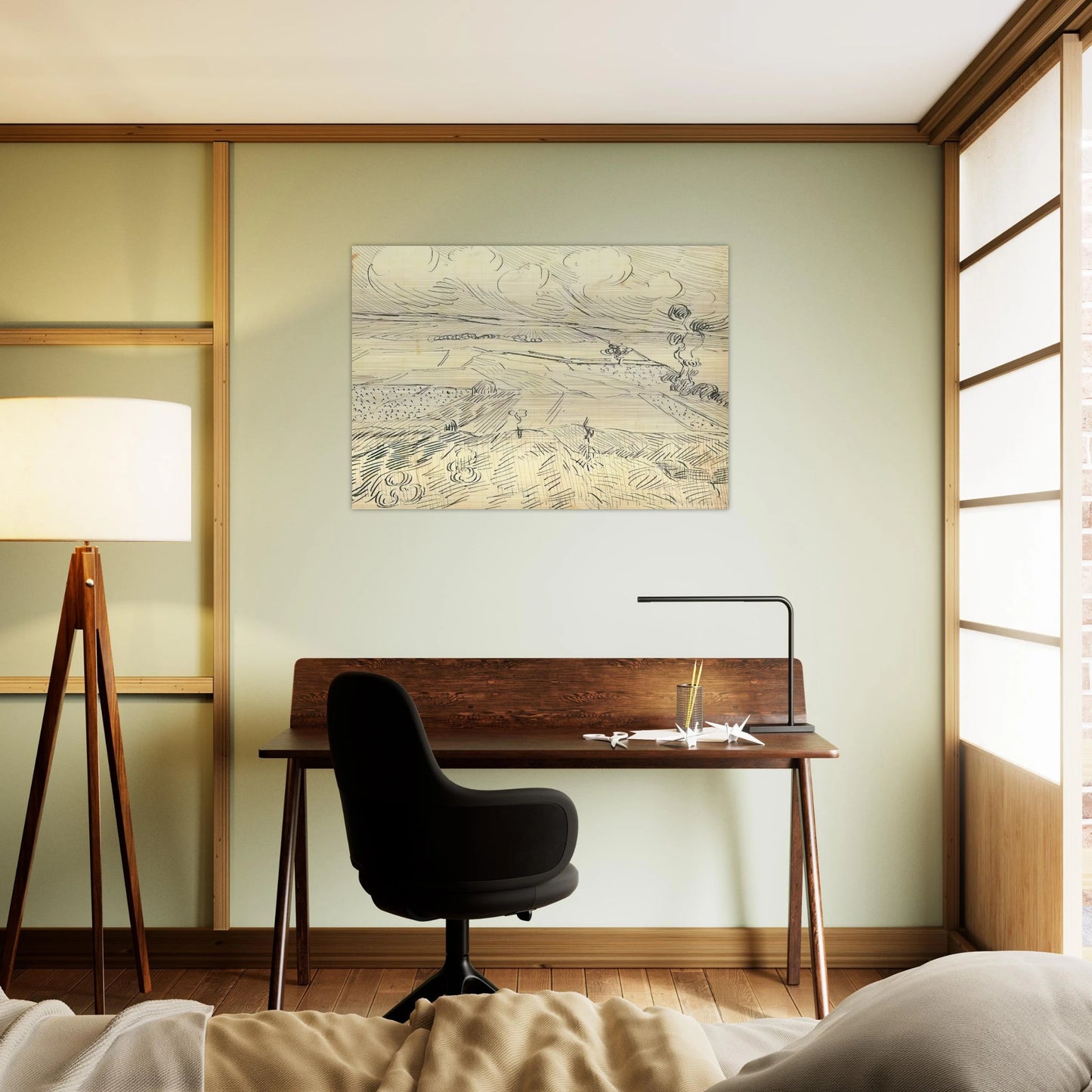 Wheat Fields - Vincent van Gogh Brushed Aluminum Print - 70x100 cm / 28x40 inches | Vincent van Gogh Aluminum Print | Vincent van Gogh Prints
