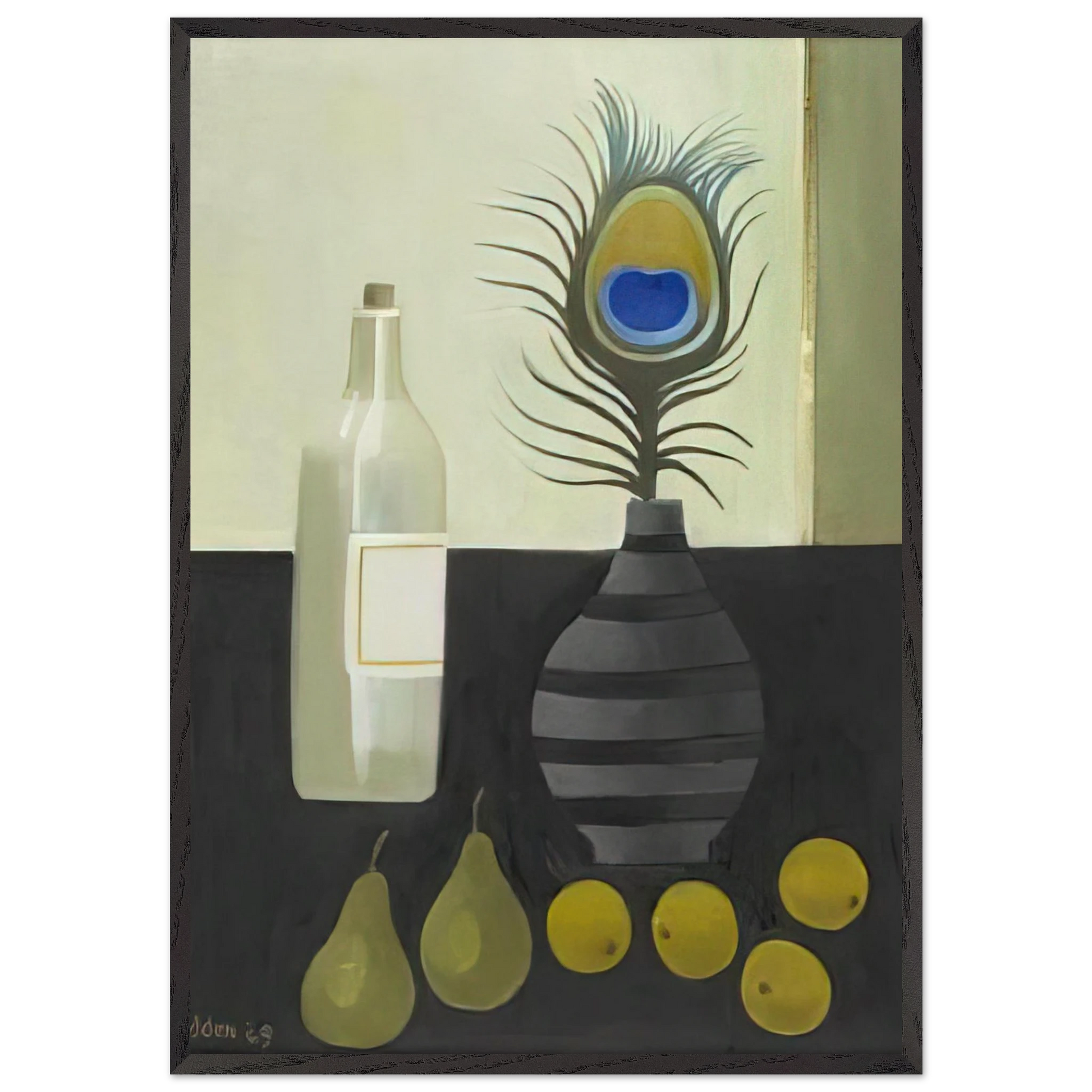 Peacock Feather Still Life - 2009 - Mary Fedden Framed Art Print – Black Wooden Frame - Default Title - -Framed Art Print