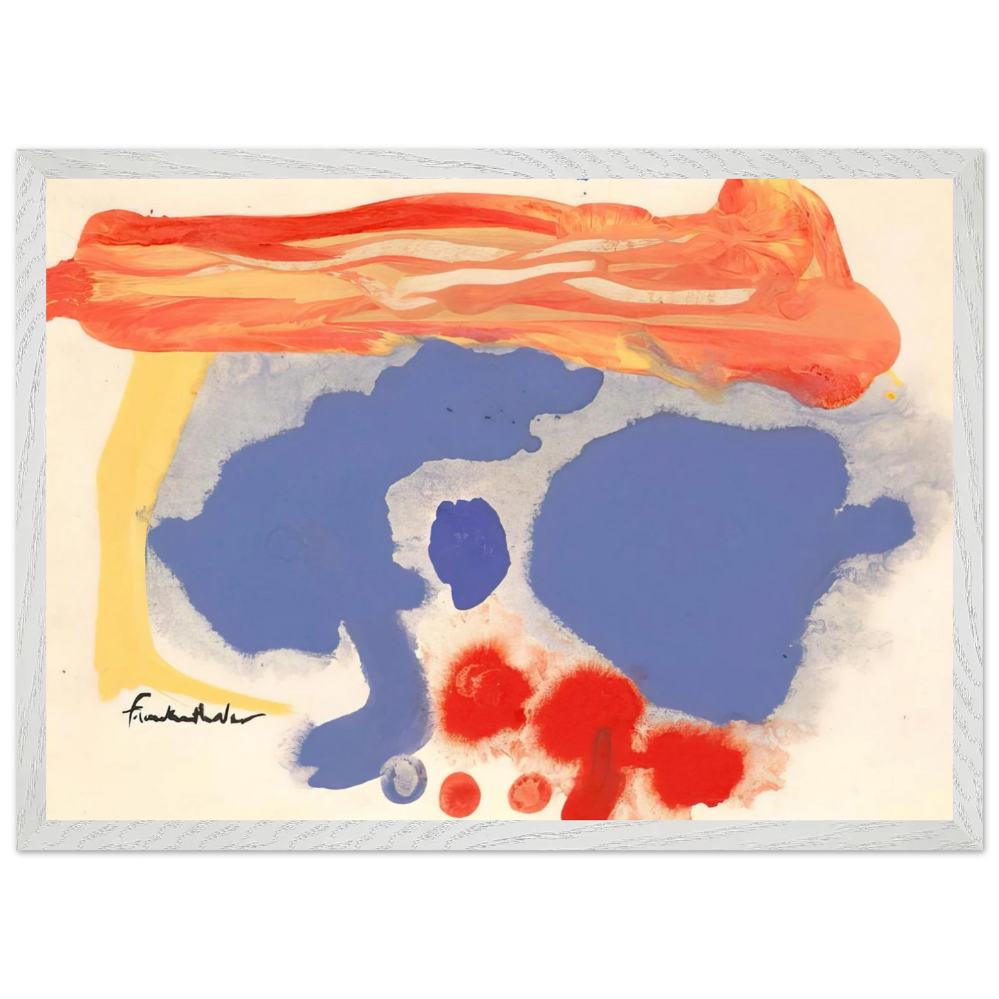 Helen Frankenthaler - Summerscene, Provincetown - 1961 Wall art - 60x80 cm / 24x32 inches - Premium Wooden Framed Poster With Fine Art Paper - White frame