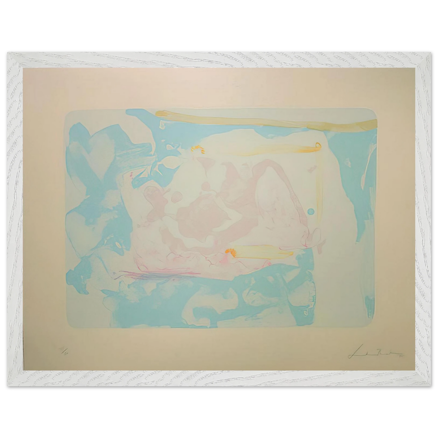 Helen Frankenthaler - Reflections III - 1995 Wall art - 45x60 cm / 18x24 inches - Premium Wooden Framed Poster With Fine Art Paper - White frame