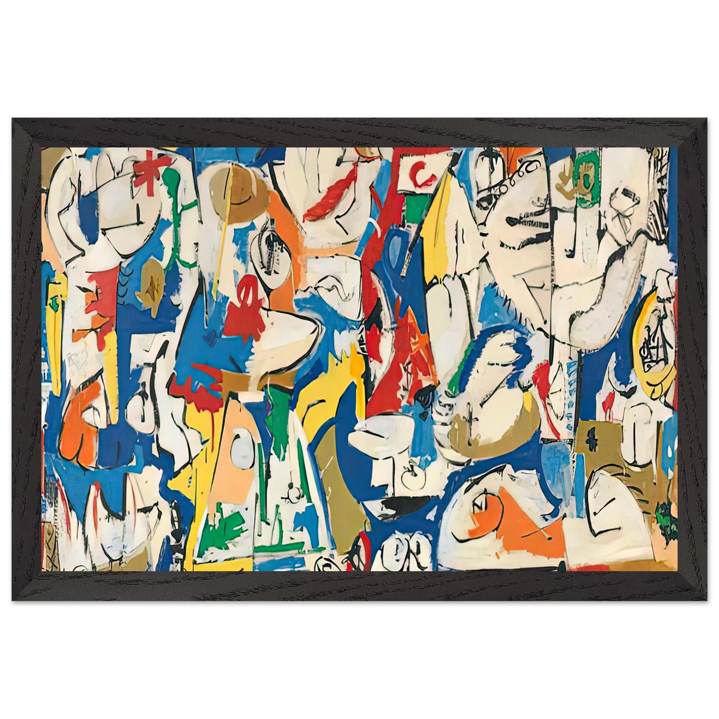Helen Frankenthaler - The Jugglers, 1951- Wall Art - 21x29.7 cm / 8x12" - Premium Wooden Framed Poster With Fine Art Paper - White frame