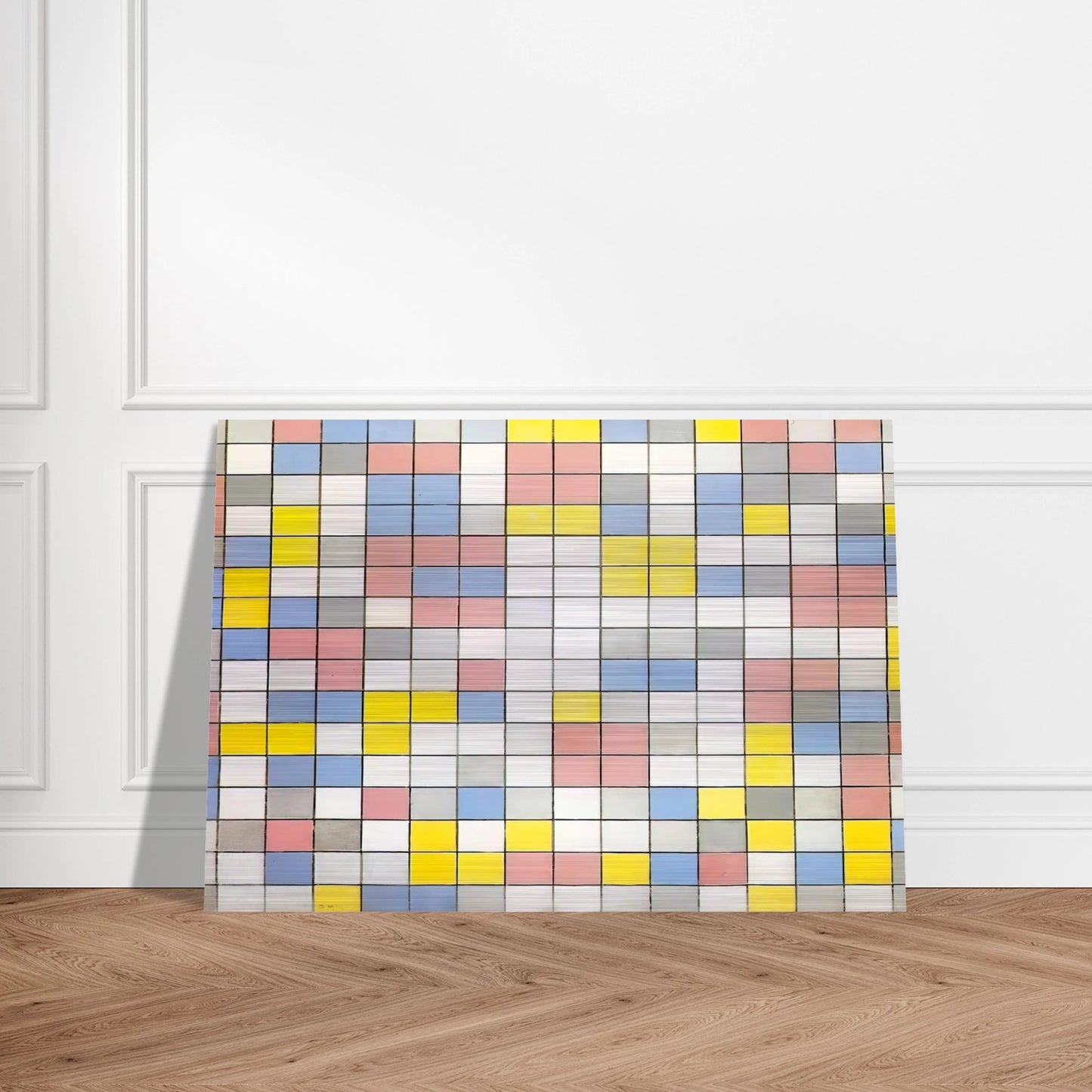 Composition with Grid IX - Piet Mondrian Brushed Aluminum Print - 70x100 cm / 28x40 inches | Piet Mondrian Aluminum Print | Piet Mondrian Prints