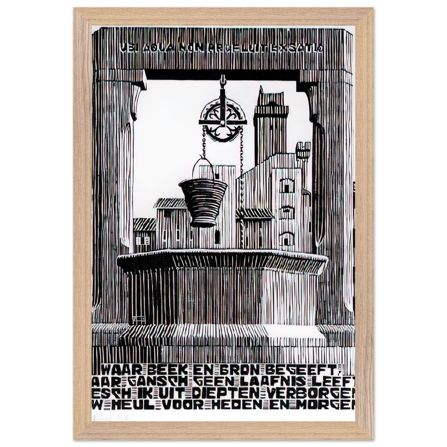 MC Escher - EMBLEMATA WELL Wall Art - 30x40 cm / 12x16 inches - Fine Art Poster - -