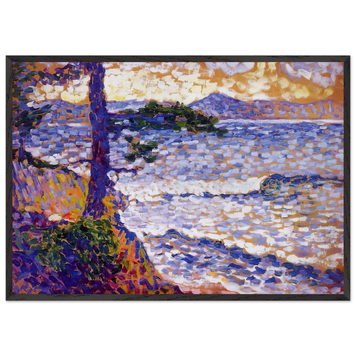 The Mediterranean Coast - Henri-Edmond Cross 70x100 cm / 28x40 inches Framed Art Print – Black Wooden Frame