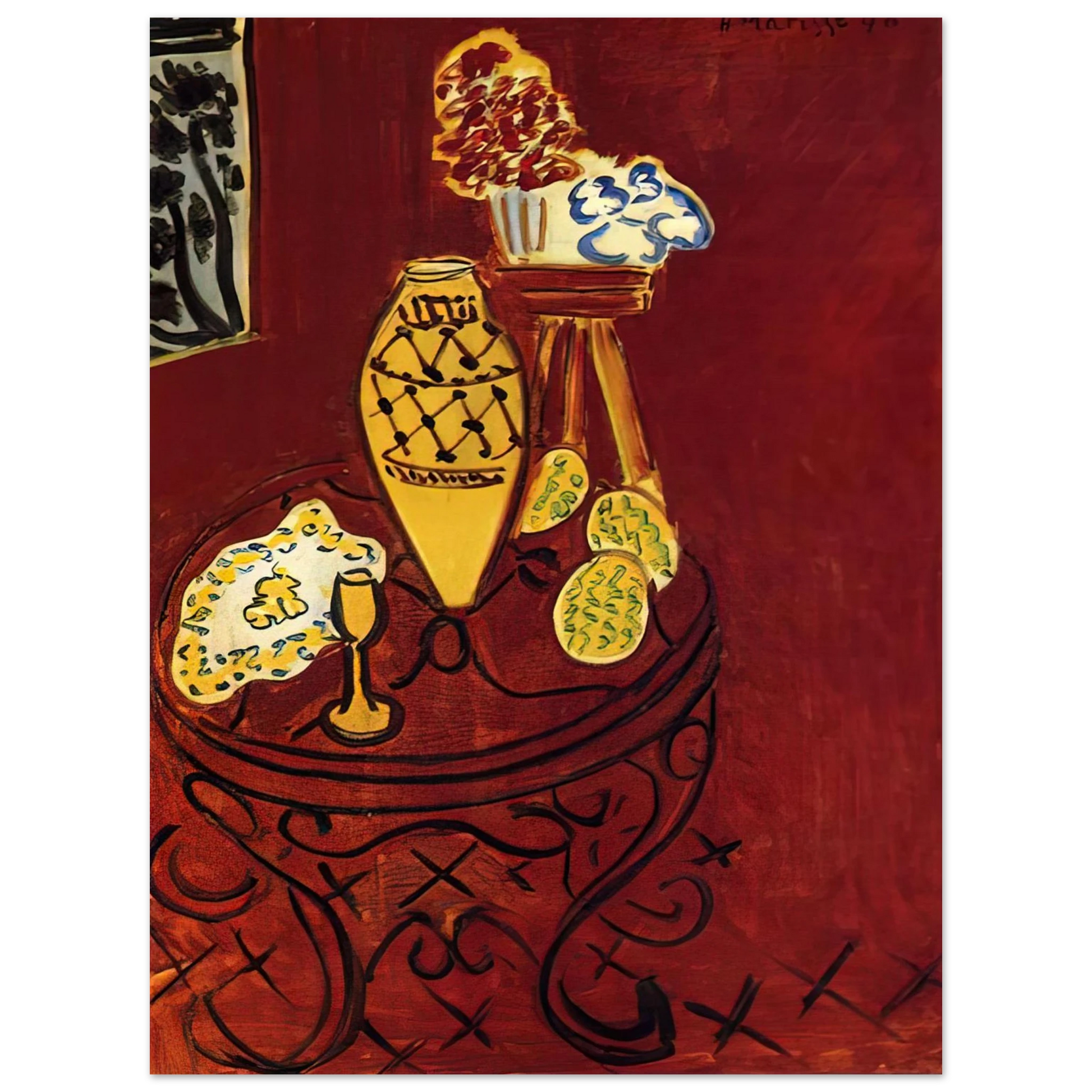 Henri Matisse - INTERIOR IN VENETIAN RED 1946 Fine Art Poster - Default Title