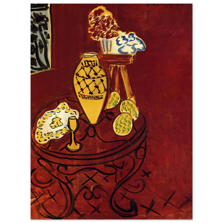 Henri Matisse - INTERIOR IN VENETIAN RED 1946  75x100 cm / 30x40inches Fine Art Poster