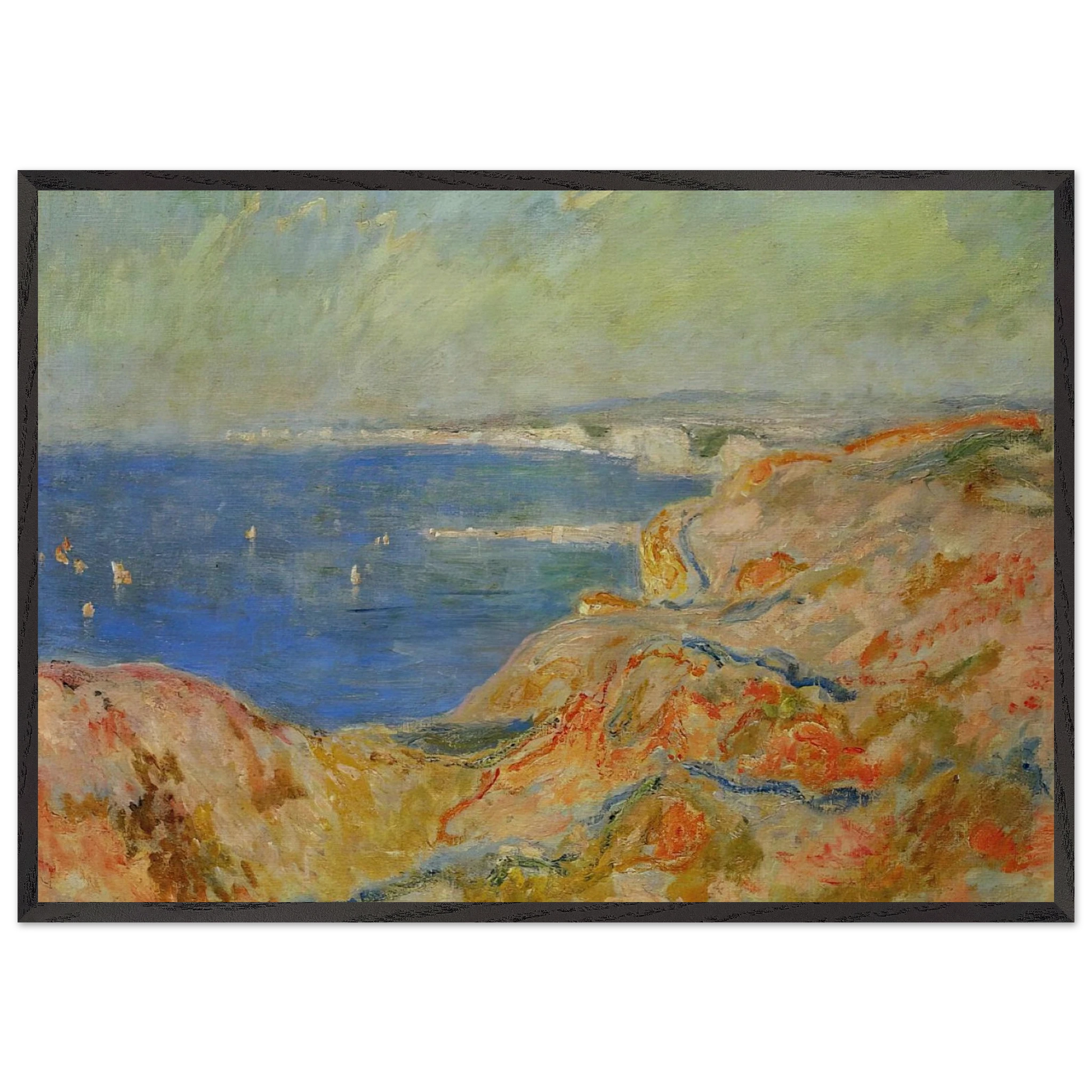 On the Cliff near Dieppe - claude monet Framed Art Print – Black Wooden Frame - Default Title - -Framed Art Print