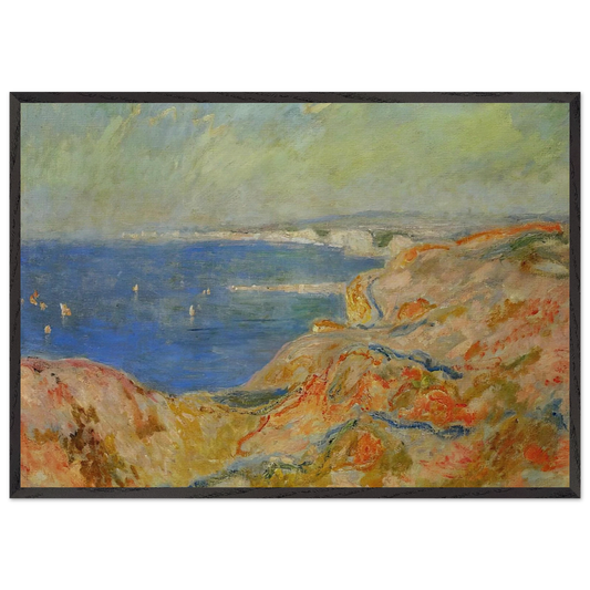 On the Cliff near Dieppe - claude monet 70x100 cm / 28x40 inches Framed Art Print – Black Wooden Frame