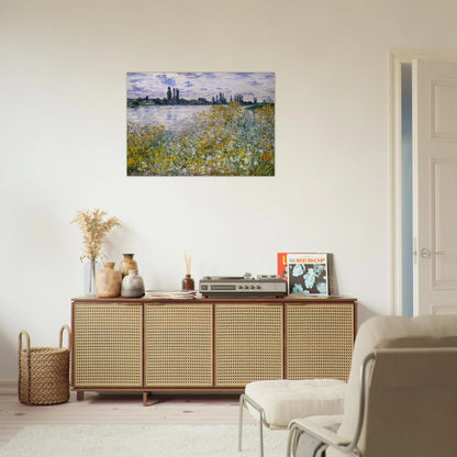 Isle of Flowers on Siene near Vetheuil - claude monet Brushed Aluminum Print - 70x100 cm / 28x40 inches | claude monet Aluminum Print | claude monet Prints